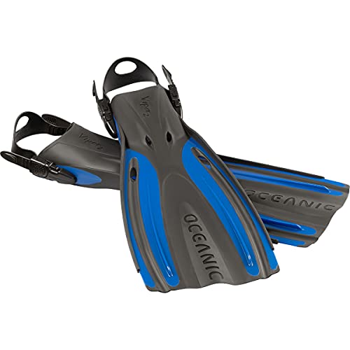 OCEANIC Viper 2 Fins Open Heel Suitable for All Scuba Diving Snorkeling Skill Levels Lightweight Comfortable Easy to get on and Keep on Fits Wide Range of Boot Styles BlueBlack REG - Image 1