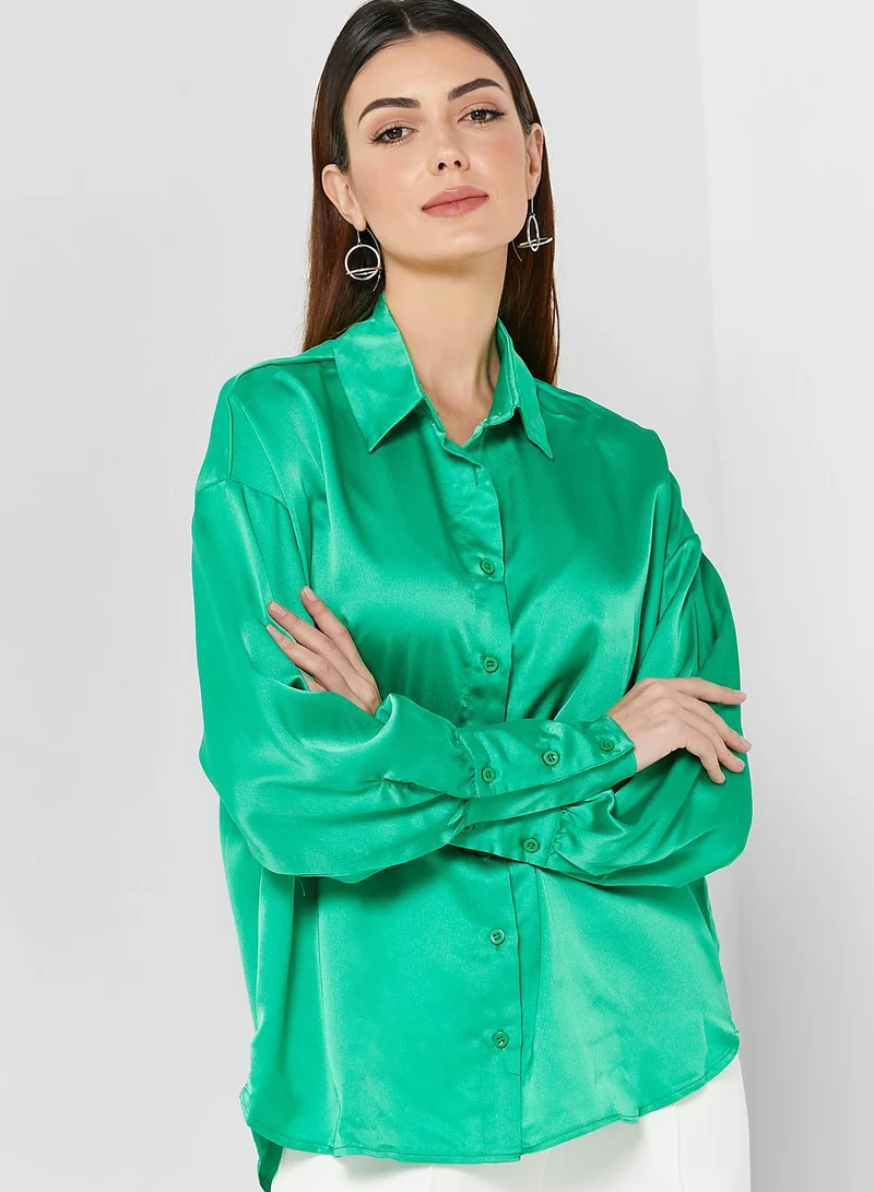 In the style Satin Button Down Shirt