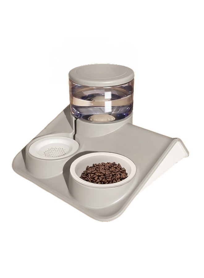 بادو موزع طعام وماء للحيوانات الأليفة بادو بلمسة لامعة – 1800 مل، استخدام مزدوج، رمادي - Image 1