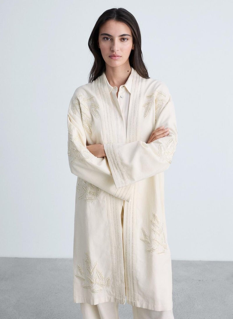 MANGO Embroidered Cotton Caftan  - Image 1