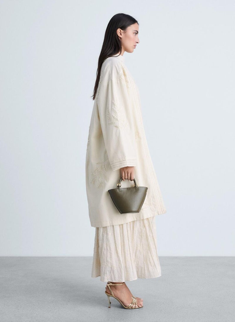 MANGO Embroidered Cotton Caftan  - Image 4