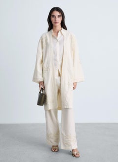 MANGO Embroidered Cotton Caftan  - Image 5