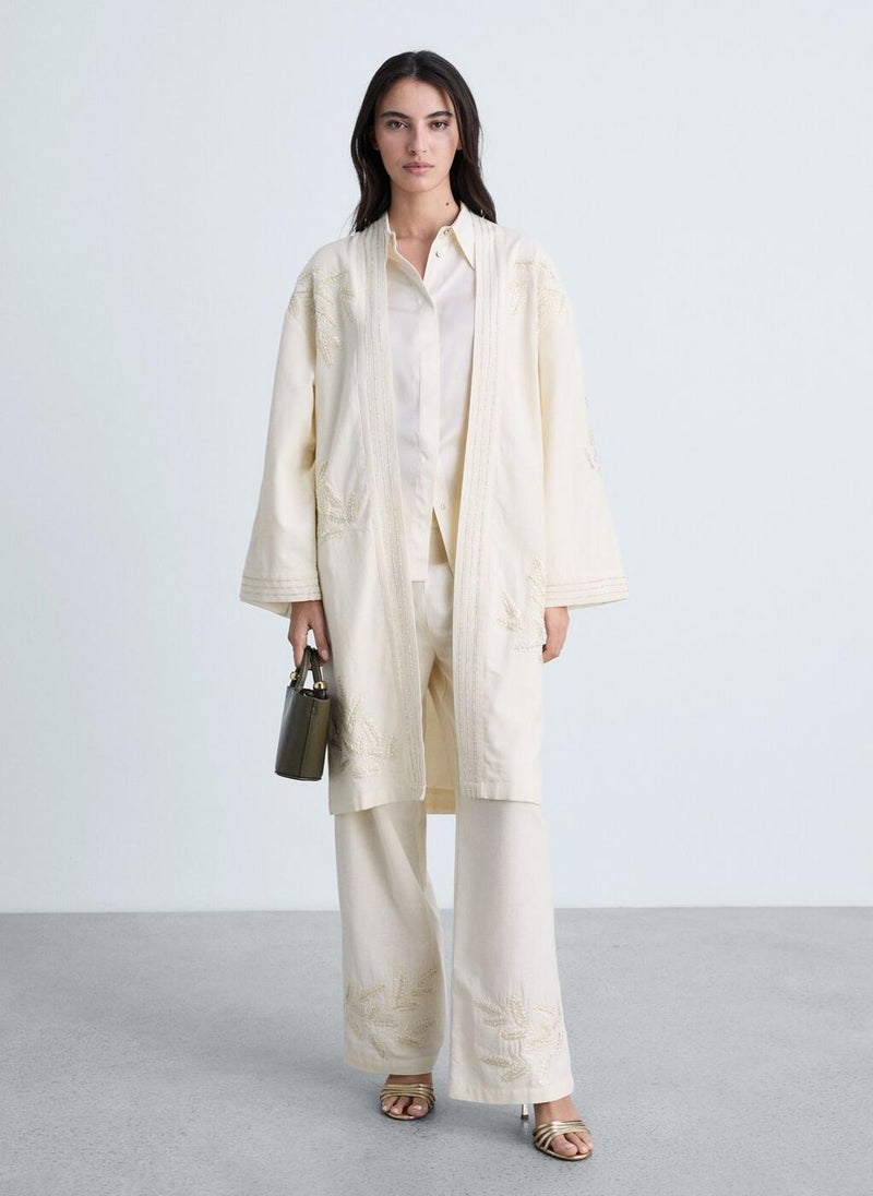 MANGO Embroidered Cotton Caftan  - Image 5