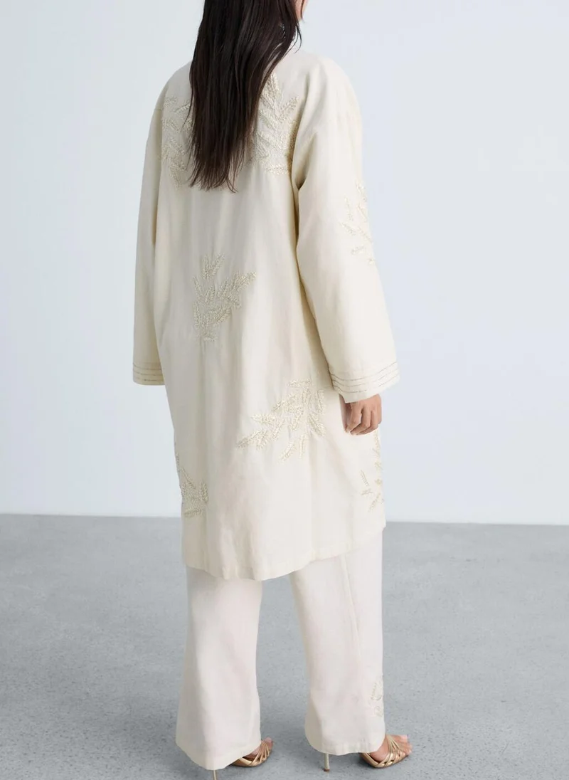 MANGO Embroidered Cotton Caftan