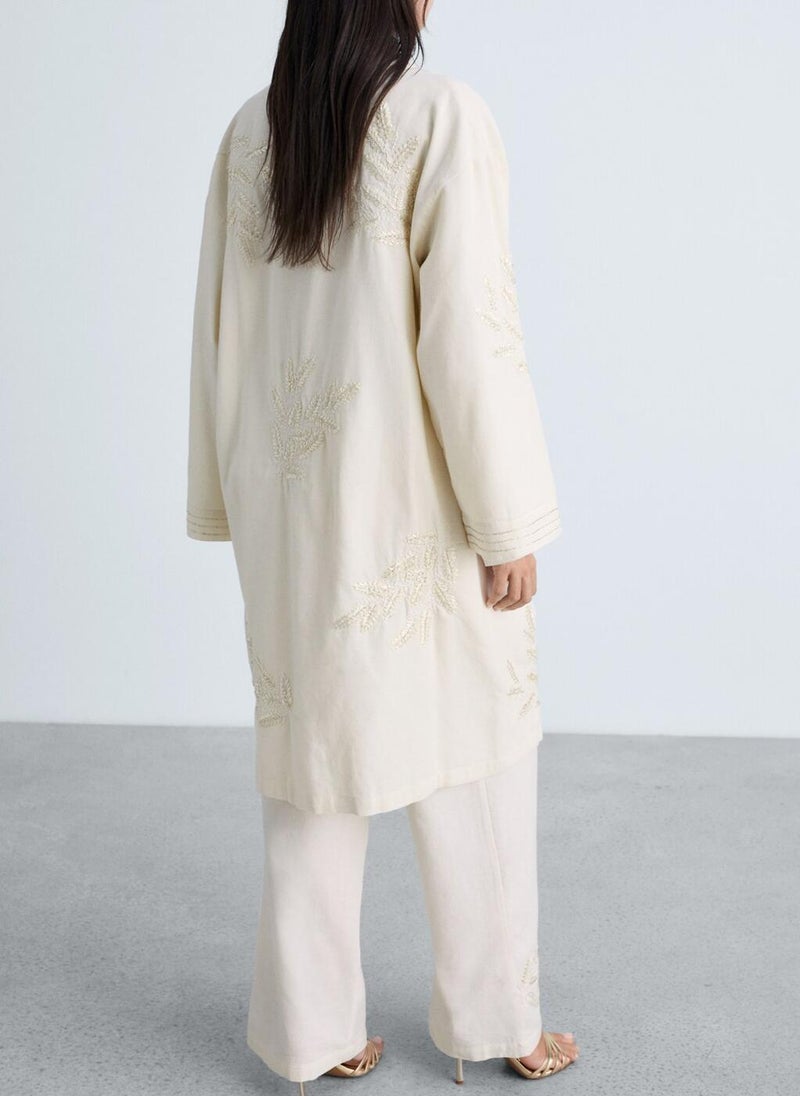MANGO Embroidered Cotton Caftan  - Image 2