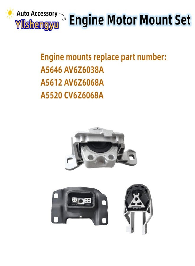Yllshengyu 3Pcs Engine Motor Transmission Mount Set Compatible with Focus 2012 2013 2014 2015 2016 2017 2018 2.0L L4 Replacement for A5520 CV6Z6068A A5646 CV6Z6038C A5612 AV6Z6068A - Image 3