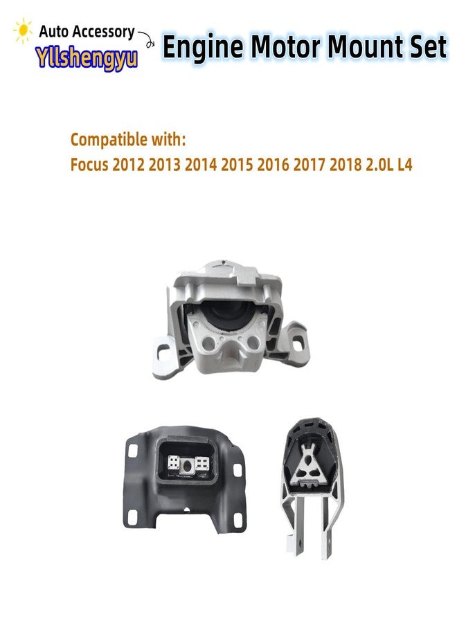 Yllshengyu 3Pcs Engine Motor Transmission Mount Set Compatible with Focus 2012 2013 2014 2015 2016 2017 2018 2.0L L4 Replacement for A5520 CV6Z6068A A5646 CV6Z6038C A5612 AV6Z6068A - Image 2