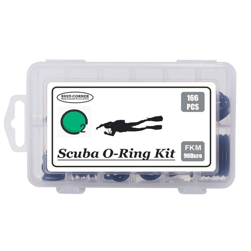 BUSY-CORNER 166 Pieces Scuba O-Ring Kit Scuba Diving Rubber Orings, for Dive Hoses Ring Diving Dive Gear Equipment Scuba Tanks FKM90 - Image 1