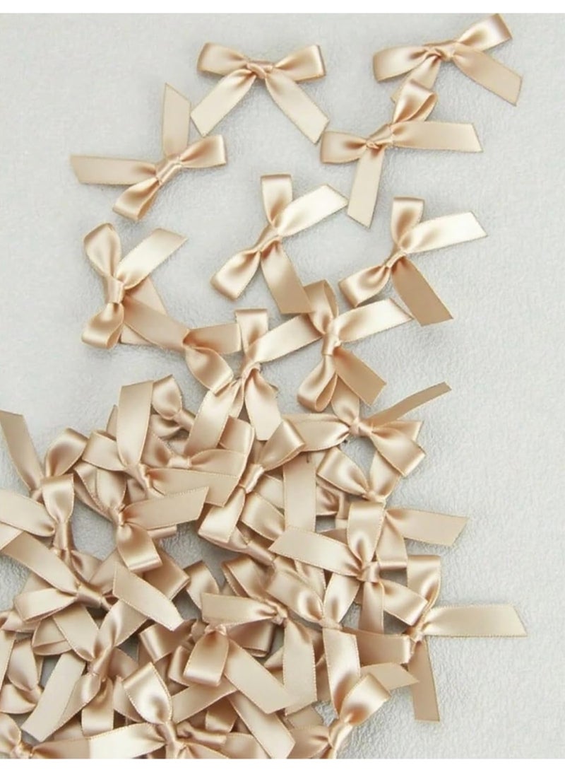 50Pcs/Pack Champagne Ribbon Bows Gift Packaging Decoration Handicraft Card Decoration, Hair Accessories, Jewelry Bows, Wedding Party Decoration, Christmas Decor, Room Decor - Image 1