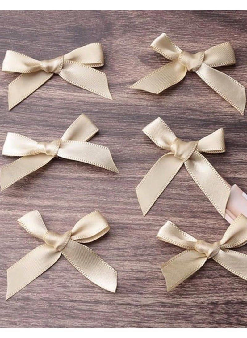 50Pcs/Pack Champagne Ribbon Bows Gift Packaging Decoration Handicraft Card Decoration, Hair Accessories, Jewelry Bows, Wedding Party Decoration, Christmas Decor, Room Decor - Image 3