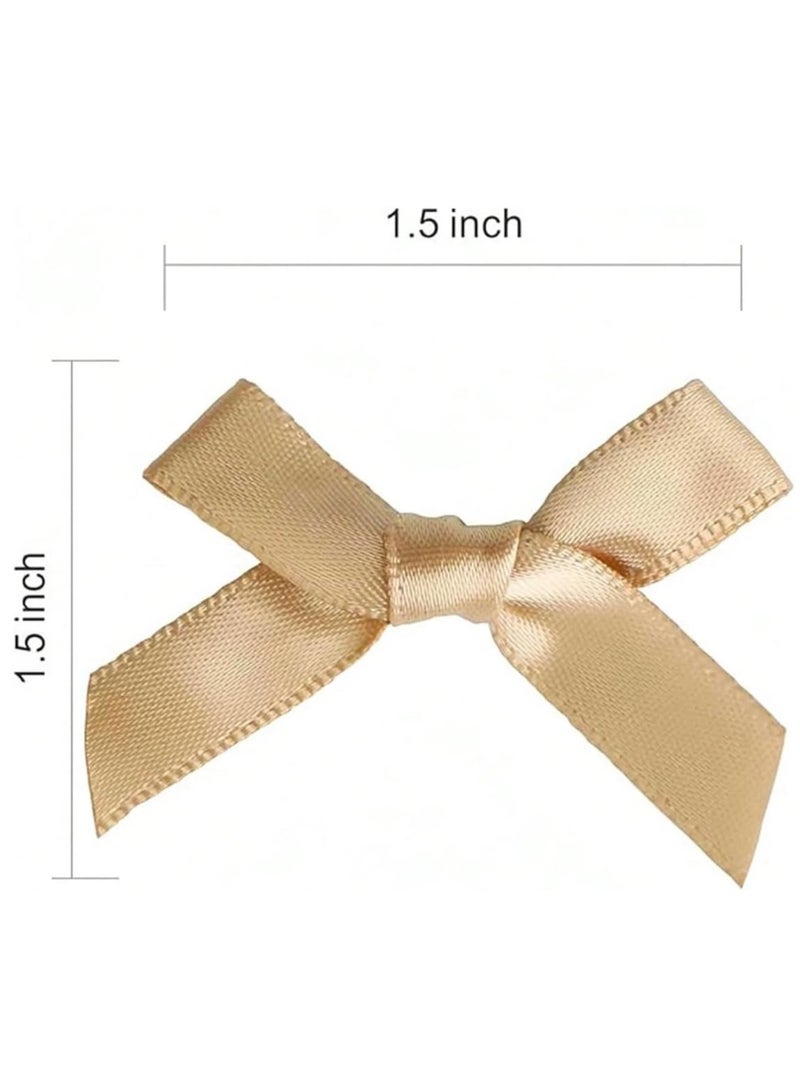 50Pcs/Pack Champagne Ribbon Bows Gift Packaging Decoration Handicraft Card Decoration, Hair Accessories, Jewelry Bows, Wedding Party Decoration, Christmas Decor, Room Decor - Image 2