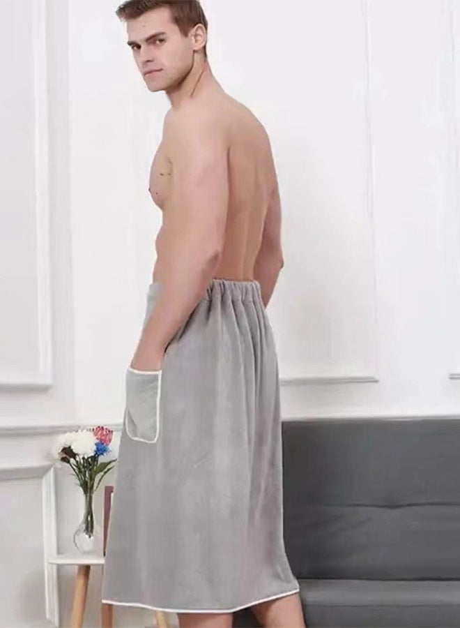 DUNISO لفافة منشفة للرجال، مجموعة مناشف حمام للرجال سريعة الامتصاص، لفافة منشفة استحمام بعد الاستحمام للرجال، منشفة جسم من الألياف الدقيقة سريعة الجفاف، لفافة حمام ناعمة، قابلة للتعديل مع أزرار كبس مرنة وجيب - Image 5