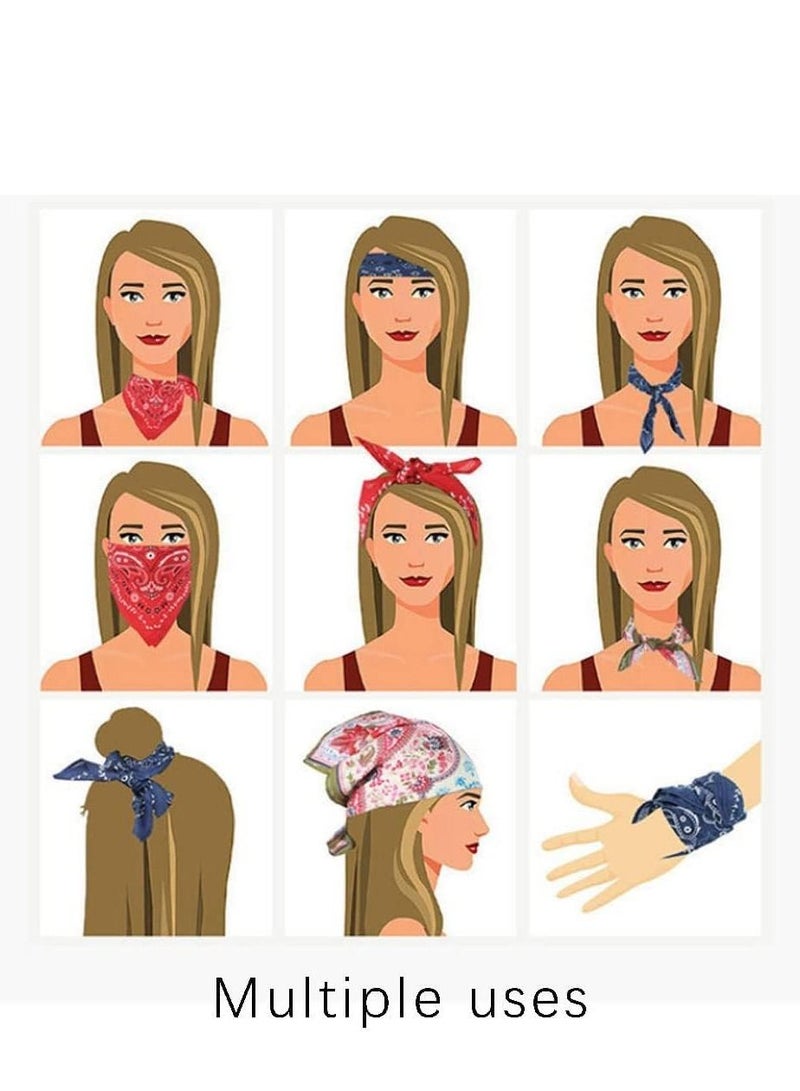 KASTWAVE 12 Pieces of Bandanas 100% Cotton Squares Tie Dye Bandanas Paisley Printed Headbands Handkerchiefs for Men and Women - Image 5