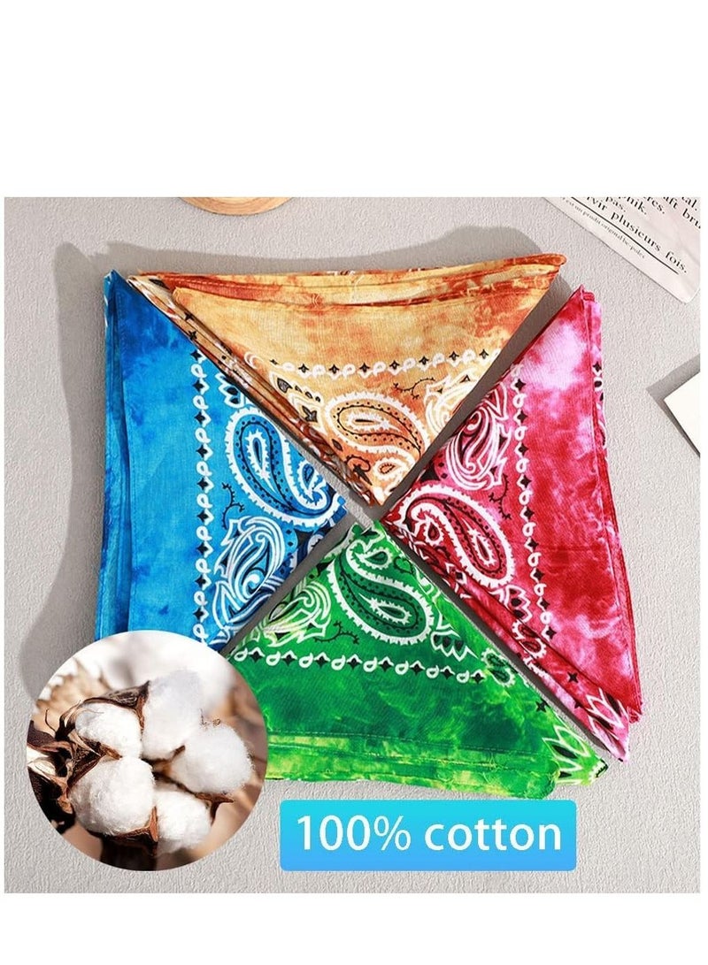 KASTWAVE 12 Pieces of Bandanas 100% Cotton Squares Tie Dye Bandanas Paisley Printed Headbands Handkerchiefs for Men and Women - Image 2