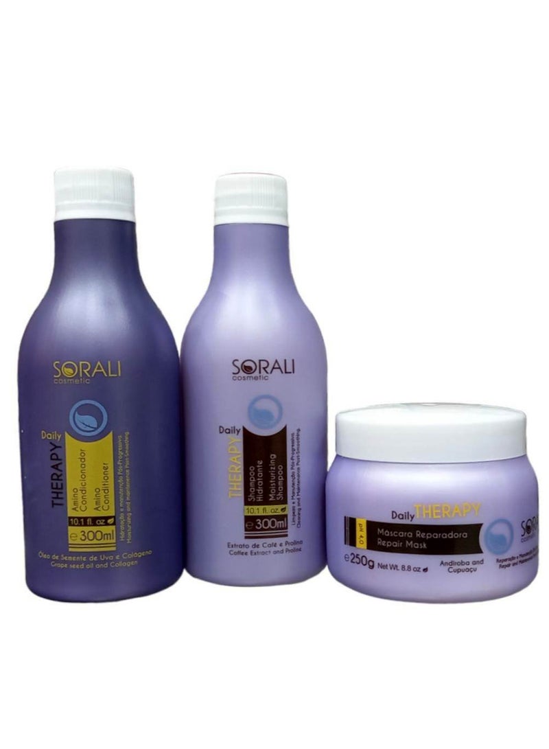 SORALI Daily Hair Care Set Shampoo 300ml Conditioner 300ml And Mask 250ml - Image 1
