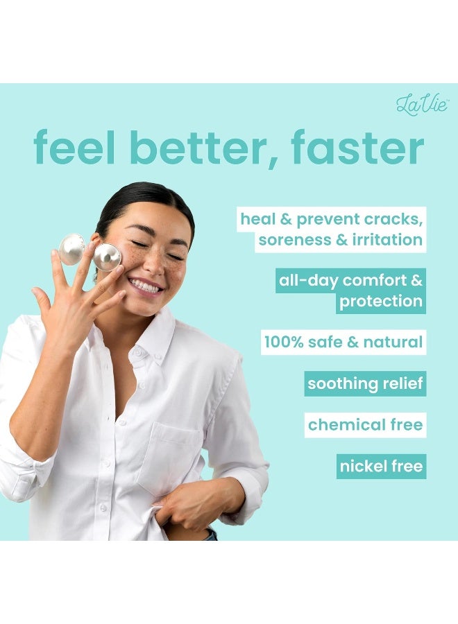 LaVie Silver Nursing Cups, Soothing Protection for Nursing Nipples of Newborns, Calming Relief for Breastfeeding Moms, 925 Silver Nipple Covers All Natural (Size 1) - Image 2