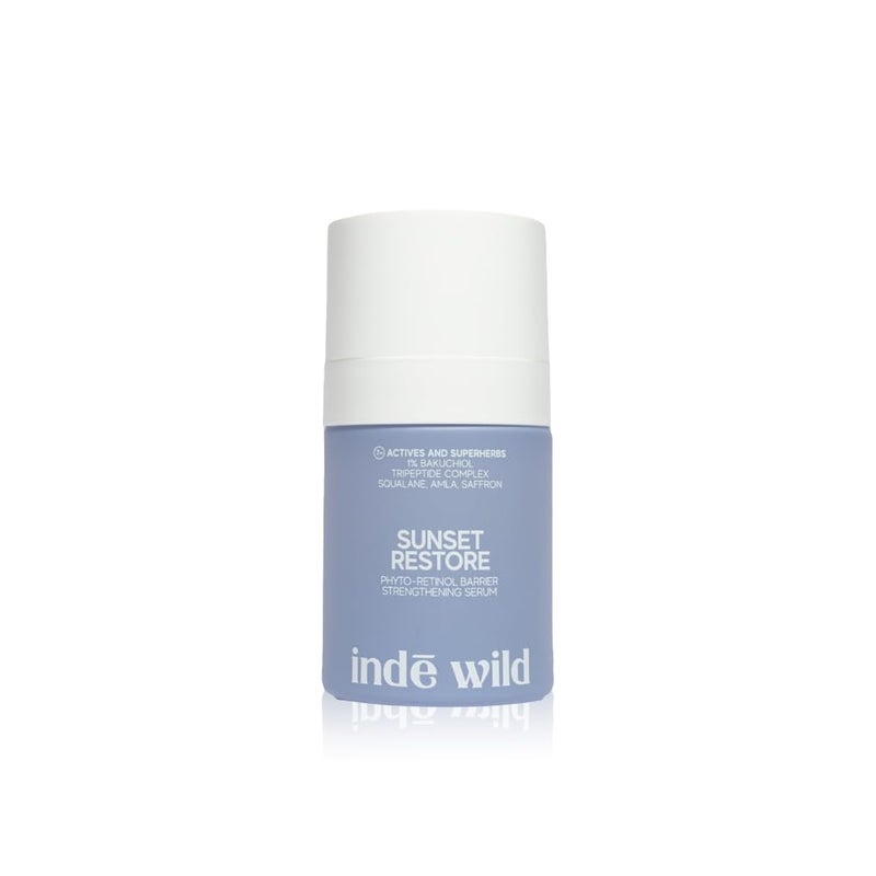 indē wild PM Sunset Restore Serum with 1% Bakuchiol | 30ml | Retinol Alternative | Pregnancy Safe | Infused with Squalane, Tripeptide Complex & Ayurvedic Extracts | Restores Skin Barrier & Glow - Image 1