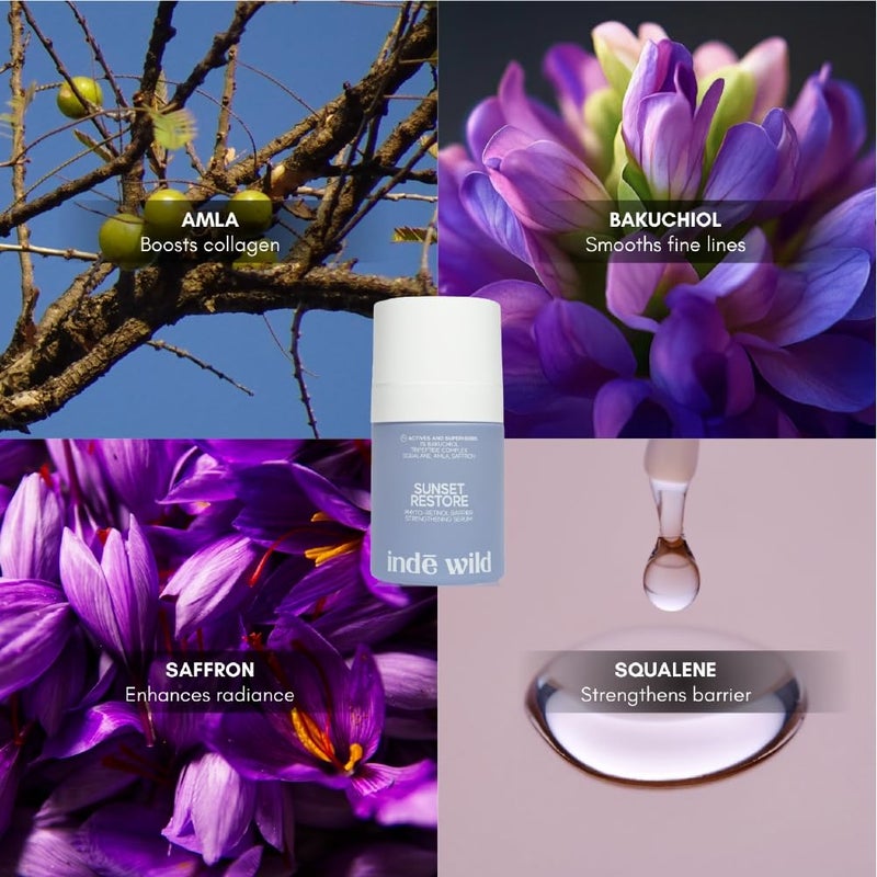 indē wild PM Sunset Restore Serum with 1% Bakuchiol | 30ml | Retinol Alternative | Pregnancy Safe | Infused with Squalane, Tripeptide Complex & Ayurvedic Extracts | Restores Skin Barrier & Glow - Image 4