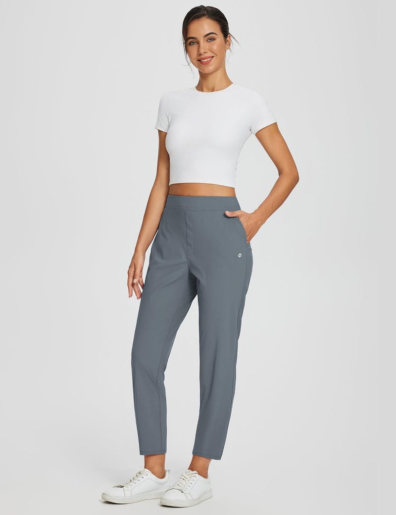 baleaf Womens Work Pants Stretch Petite Dressy Slacks with Pockets Travel Golf Business Casual Dark Grey L - Image 2