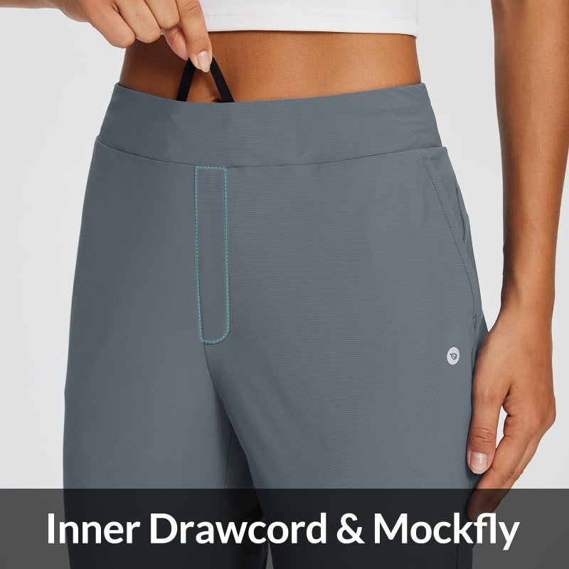 baleaf Womens Work Pants Stretch Petite Dressy Slacks with Pockets Travel Golf Business Casual Dark Grey L - Image 4