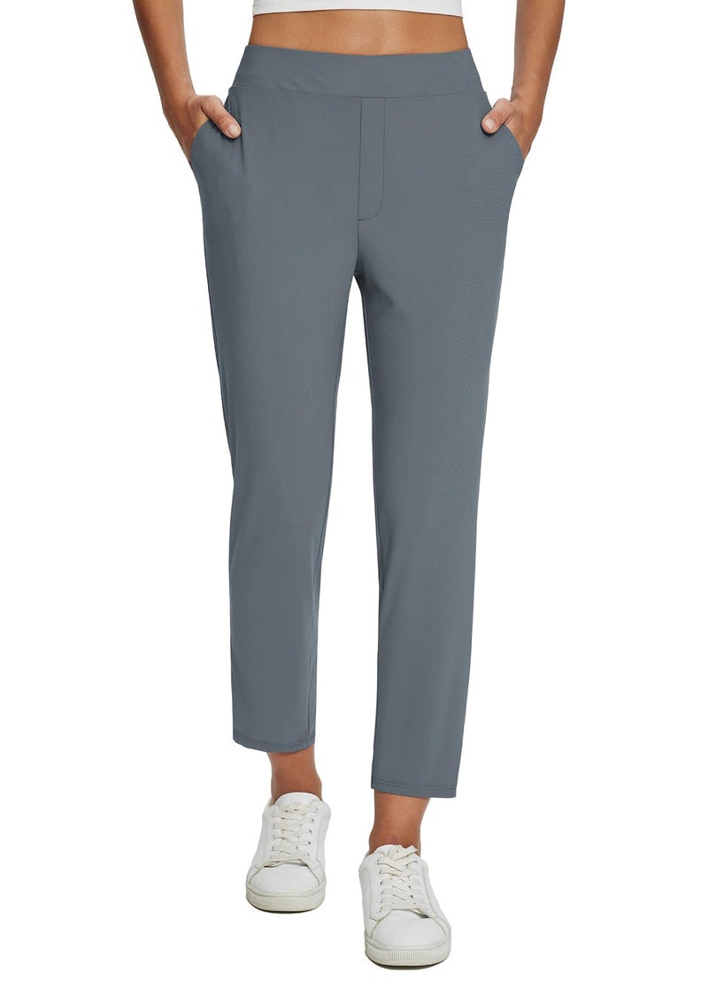 baleaf Womens Work Pants Stretch Petite Dressy Slacks with Pockets Travel Golf Business Casual Dark Grey L - Image 1