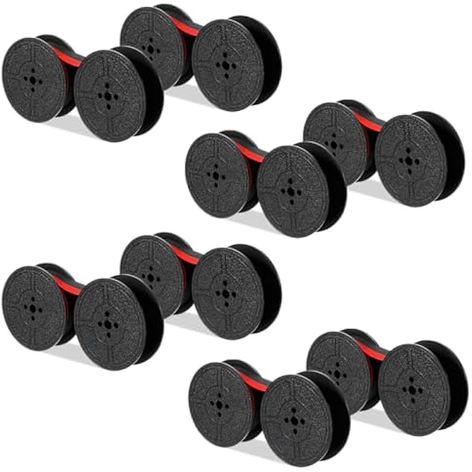 4 PAIRS TYPEWRITER INK,UNIVERSAL TYPEWRITER RIBBON, DOUBLE-AXIS TYPEWRITERS INK RIBBONS, VINTAGE TYPE WRITER INKS RIBBON, SUITABLE FOR MOST TYPEWRITERS, BLACK, RED - Image 2