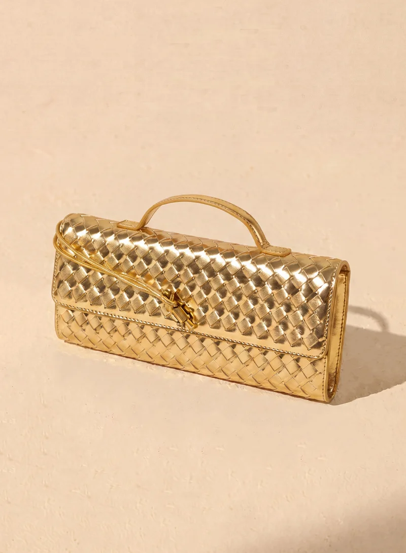 سنفير Woven Leather Clutch Bag