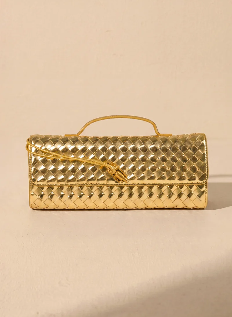 سنفير Woven Leather Clutch Bag