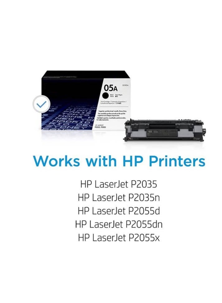 خرطوشة حبر طابعة 05A متوافقة مع HP LaserJet P2035 و P2035N و P2050 و P2055 أسود - Image 2