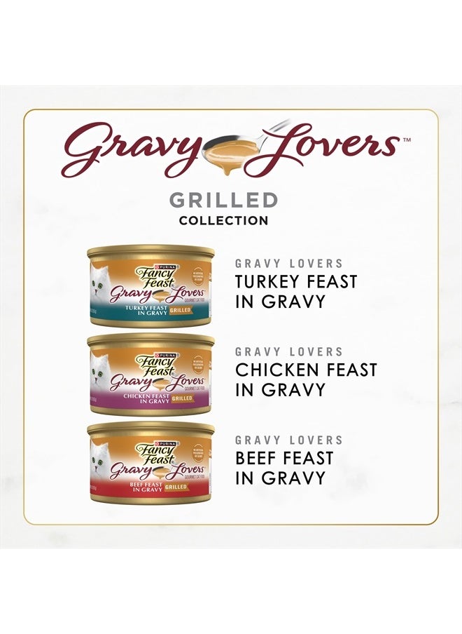 Fancy Feast - Purina Fancy Feast Gravy Lovers Poultry and Beef Grilled Gourmet Wet Cat Food Variety Pack - (Pack of 24) 3 oz. Cans - Image 1