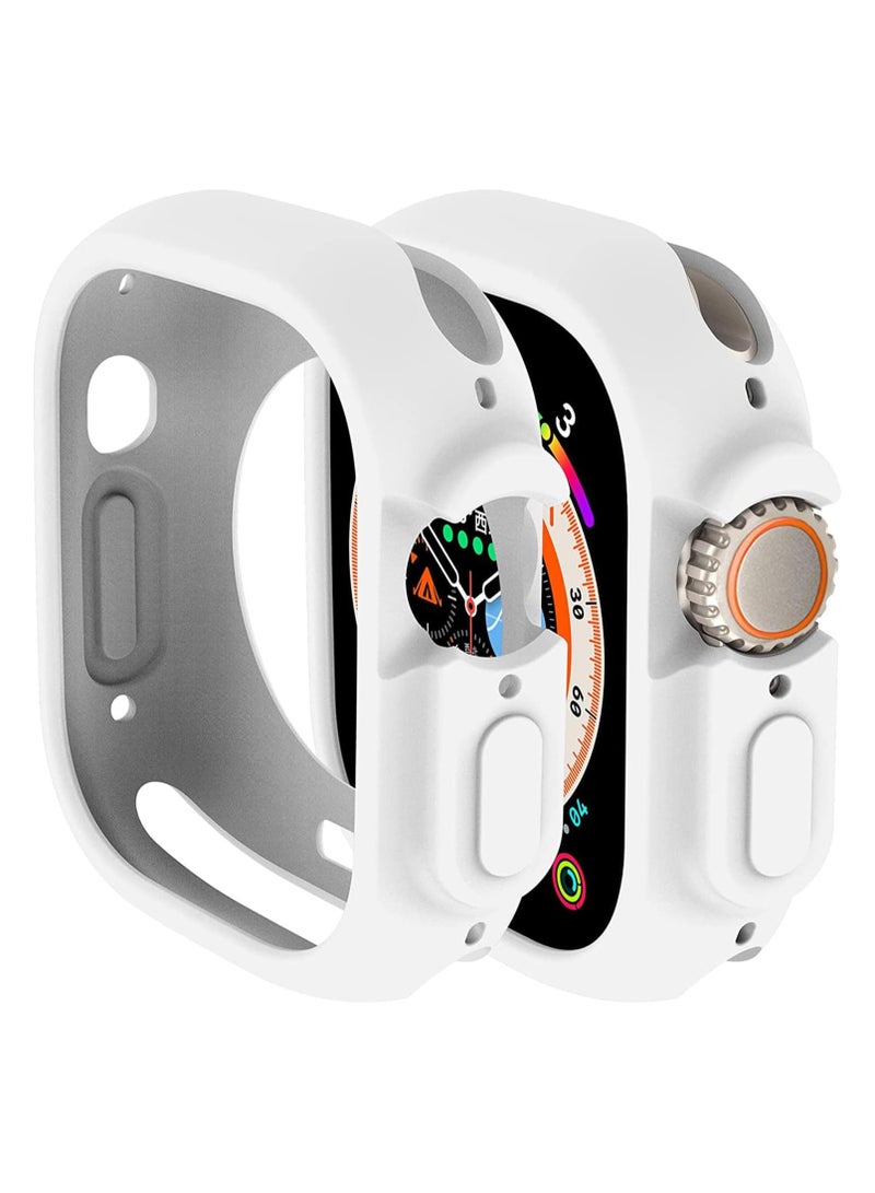 Compatible with Apple Watch Ultra 49 mm case All-Round Shockproof TPU Silicone Protective Cover Bumper Shock-Absorbing Scratch-Resistant Protective case for Apple Watch Ultra 49 mm (White) - Image 1