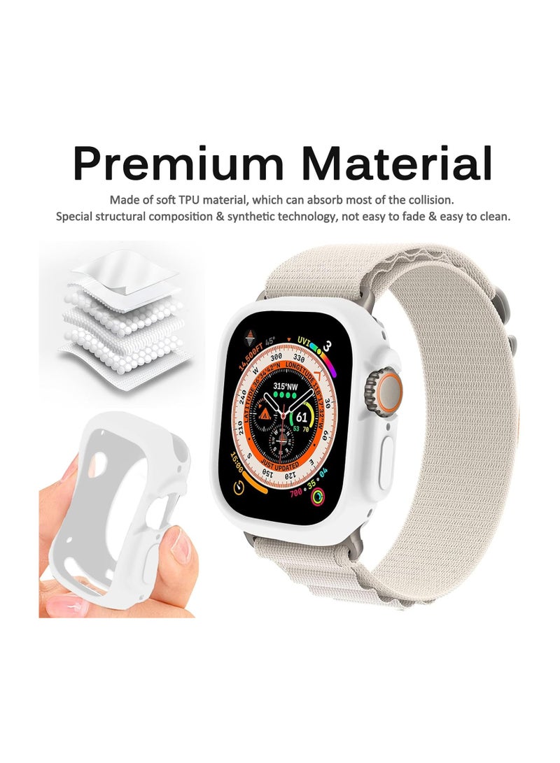 Compatible with Apple Watch Ultra 49 mm case All-Round Shockproof TPU Silicone Protective Cover Bumper Shock-Absorbing Scratch-Resistant Protective case for Apple Watch Ultra 49 mm (White) - Image 3