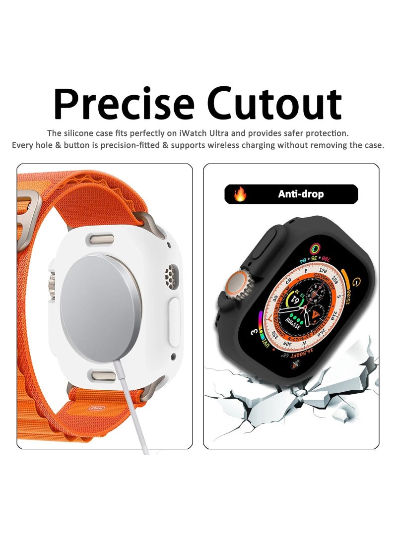 Compatible with Apple Watch Ultra 49 mm case All-Round Shockproof TPU Silicone Protective Cover Bumper Shock-Absorbing Scratch-Resistant Protective case for Apple Watch Ultra 49 mm (White) - Image 5
