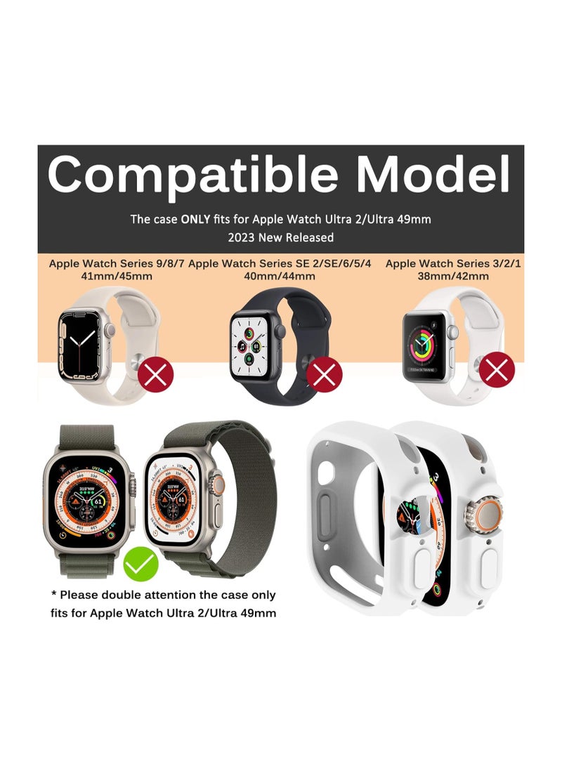 Compatible with Apple Watch Ultra 49 mm case All-Round Shockproof TPU Silicone Protective Cover Bumper Shock-Absorbing Scratch-Resistant Protective case for Apple Watch Ultra 49 mm (White) - Image 2