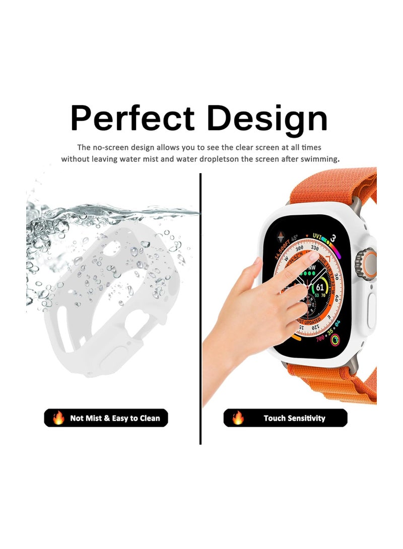 Compatible with Apple Watch Ultra 49 mm case All-Round Shockproof TPU Silicone Protective Cover Bumper Shock-Absorbing Scratch-Resistant Protective case for Apple Watch Ultra 49 mm (White) - Image 4