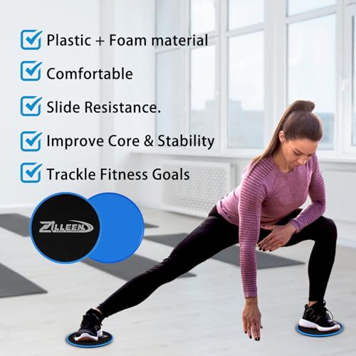 ZILLEEN Exercise Sliders for Working Out Blue Fitness Discs for Pilates Women Men, 2 Pack - Image 5