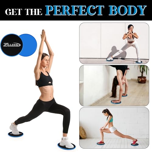 ZILLEEN Exercise Sliders for Working Out Blue Fitness Discs for Pilates Women Men, 2 Pack - Image 3