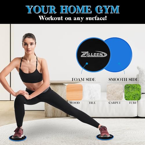 ZILLEEN Exercise Sliders for Working Out Blue Fitness Discs for Pilates Women Men, 2 Pack - Image 2