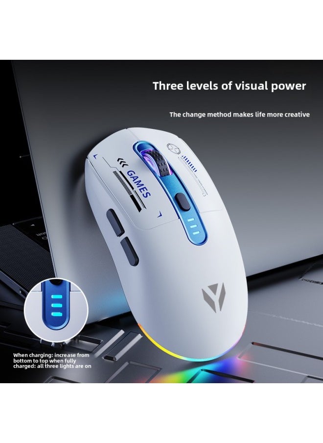 Generic - Three-mode Special Electronic Competition Game Wireless Wired Notebook Cloud Ink Desktop Computer With Static Light Sound Mouse Bluetooth-Specification:[flagship Three-mode + 1000hz High Brush + Rgb Light] Audio Version White - Image 1