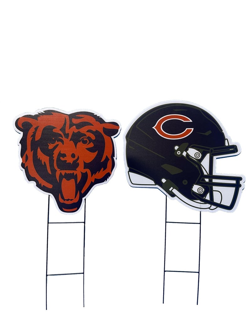 Proformance Home NFL Chicago Bears Logo & Helmet 2 Pack Yard Sign Set - Image 1