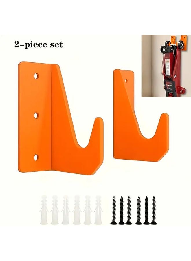 Orange Heavy Duty Metal Jack Hook Wall Mount Garage Storage Rack - Image 1