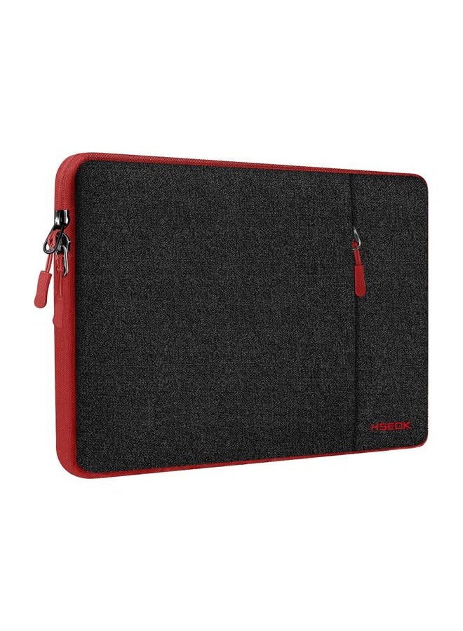HSEOK Slim Laptop Case 13.3 14 inch Sleeve, Rainproof & Shockproof Carrying Case for Notebooks Compatible with MacBook Pro 14" and All Models 13.3" MacBook Air/Pro, Most Popular 13"-14" PC,Black-red - Image 1