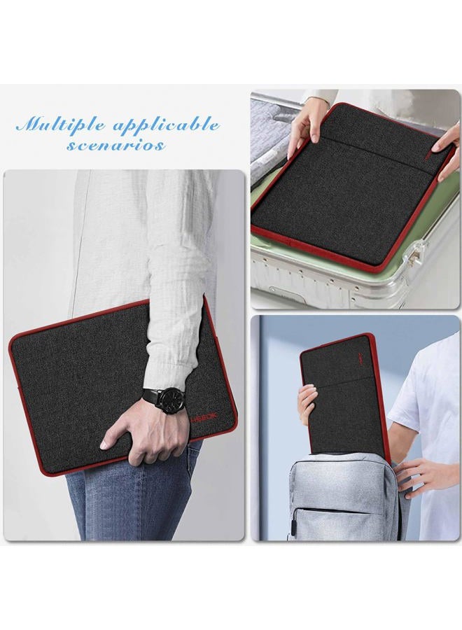 HSEOK Slim Laptop Case 13.3 14 inch Sleeve, Rainproof & Shockproof Carrying Case for Notebooks Compatible with MacBook Pro 14" and All Models 13.3" MacBook Air/Pro, Most Popular 13"-14" PC,Black-red - Image 5