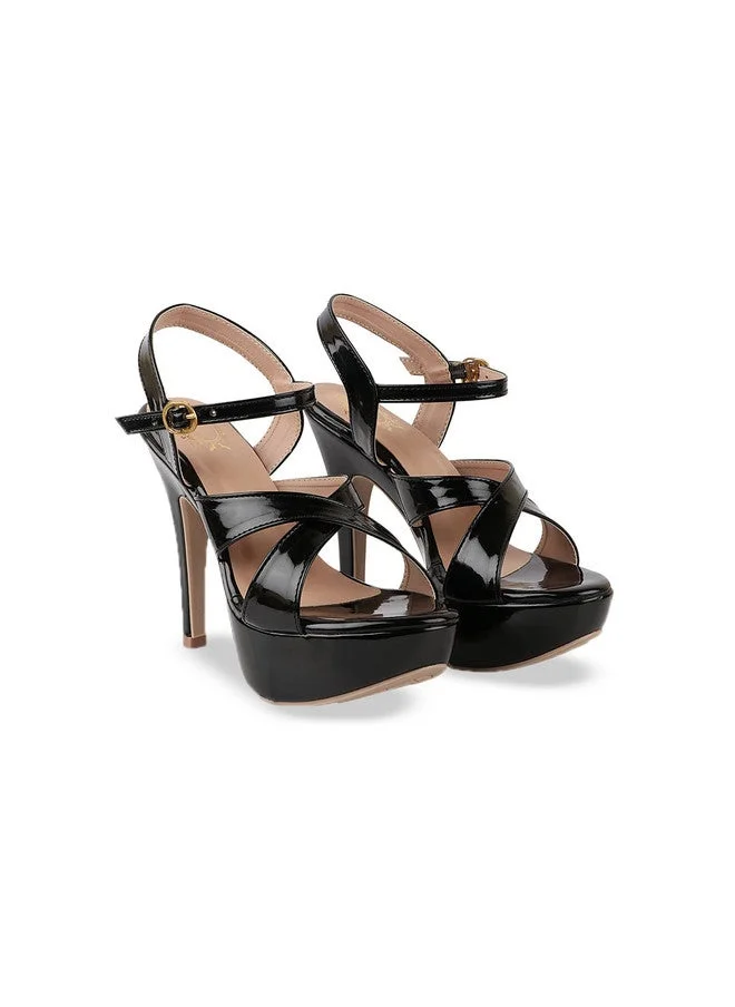 شوتوبيا Women's Platform  High Heel Sandals – Open Toe Stiletto Heels with Ankle Strap, Patent Party Dress Shoes Casual, Ethnic, Party & Wedding