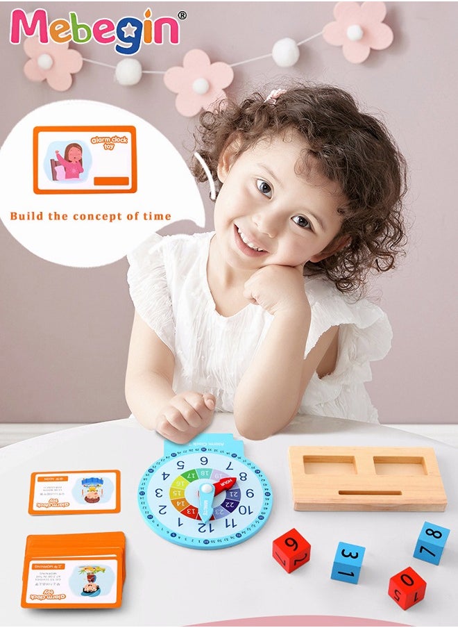 MEBEGIN Multifunctional Educational Teaching Clock Set with 20 Cards, Wooden Toddler Learning Clock, Premium Montessori Toys, Colorful Fun Development Toys, Good Tool to Develop Children's Sense of Time, Ideal Gift for Kids Aged 3+  - Image 4