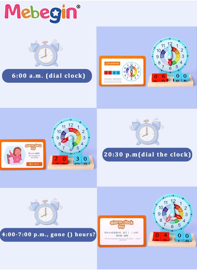 MEBEGIN Multifunctional Educational Teaching Clock Set with 20 Cards, Wooden Toddler Learning Clock, Premium Montessori Toys, Colorful Fun Development Toys, Good Tool to Develop Children's Sense of Time, Ideal Gift for Kids Aged 3+  - Image 2