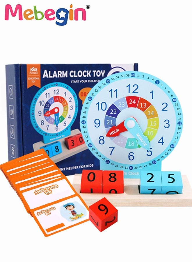 MEBEGIN Multifunctional Educational Teaching Clock Set with 20 Cards, Wooden Toddler Learning Clock, Premium Montessori Toys, Colorful Fun Development Toys, Good Tool to Develop Children's Sense of Time, Ideal Gift for Kids Aged 3+  - Image 1