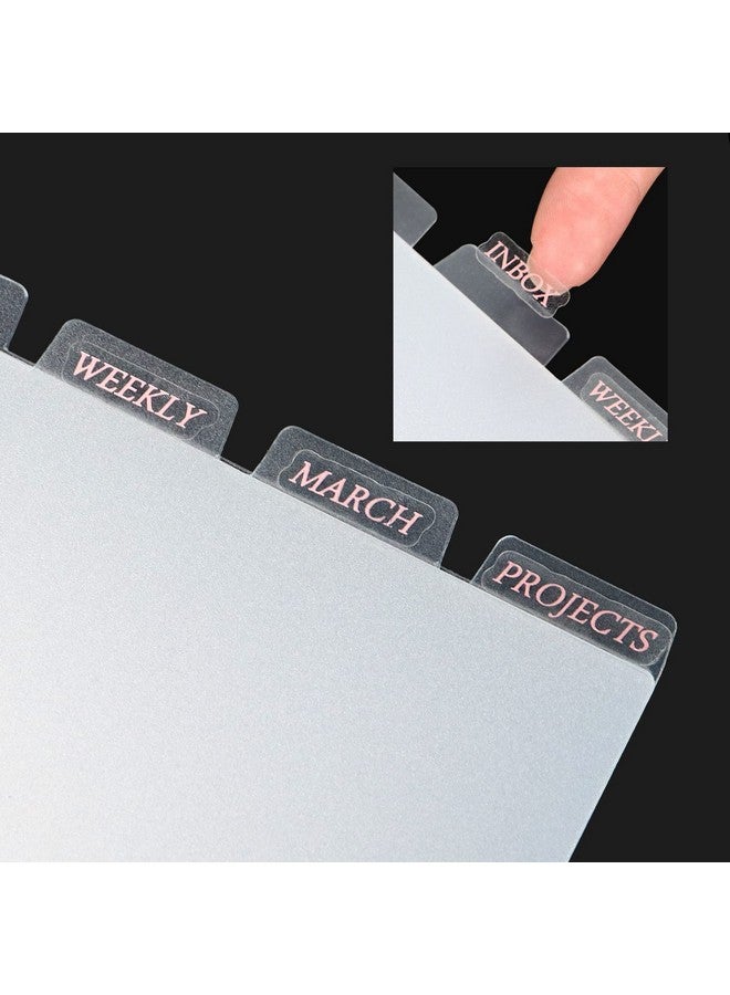 مالتي باي فواصل مجلد A5 مع علامات تبويب عمودية وملصقات لاصقة 6 حلقات A5 فواصل مؤشر بلاستيكية شفافة مجموعة من 5 (مجموعة واحدة من علامات التبويب الرأسية + ملصقات علامات التبويب) - Image 2