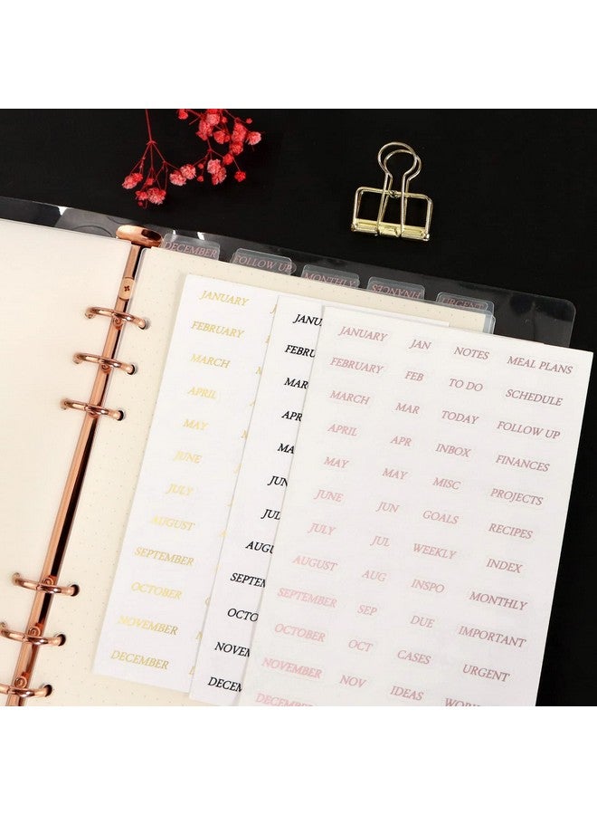 مالتي باي فواصل مجلد A5 مع علامات تبويب عمودية وملصقات لاصقة 6 حلقات A5 فواصل مؤشر بلاستيكية شفافة مجموعة من 5 (مجموعة واحدة من علامات التبويب الرأسية + ملصقات علامات التبويب) - Image 4