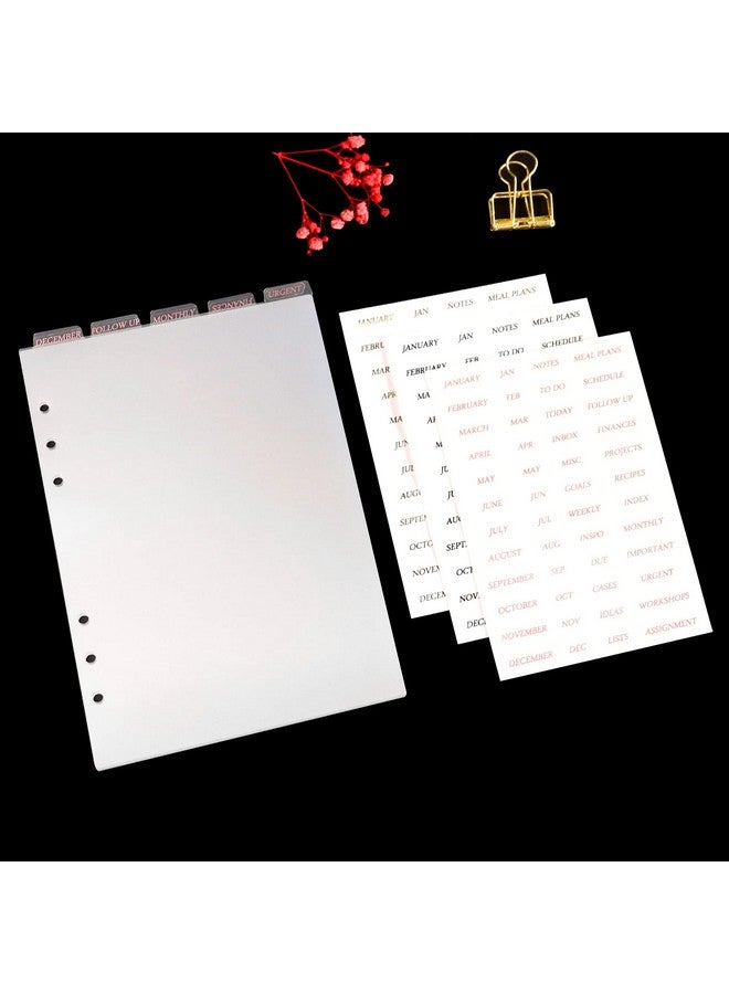 مالتي باي فواصل مجلد A5 مع علامات تبويب عمودية وملصقات لاصقة 6 حلقات A5 فواصل مؤشر بلاستيكية شفافة مجموعة من 5 (مجموعة واحدة من علامات التبويب الرأسية + ملصقات علامات التبويب) - Image 3